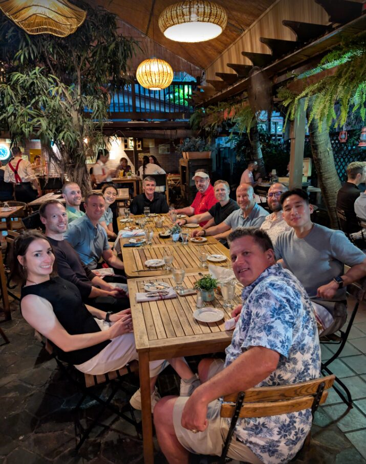 Banyan team members sharing a team dinner